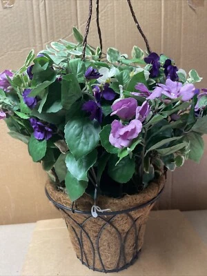 Brand New Bethlehem Lights Impatiens Hanging Floral Basket 18” Tall | Y16A - Image 1 of 4