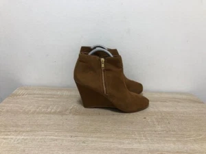 NEW LOOK WOMEN'S BROWN NUBUCK ZIP UP WEDGE HEEL ANKLE BOOTS UK 8 EUR 42 AB70 - Picture 1 of 7