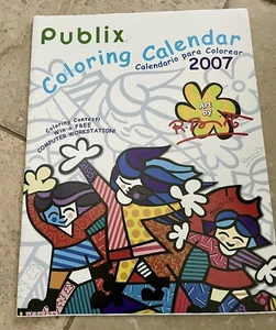 ROMERO BRITTO PUBLIX COLORING CALENDAR  ** RARE ** MINT ** 💝 - Picture 1 of 4