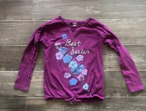 Carter’s Kid’s Girls Best Sister Long Sleeve Shirt Size 10/10A Purple Maroon - Picture 1 of 7