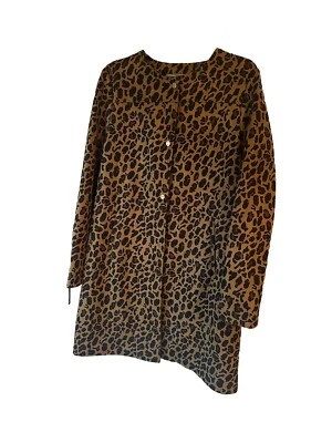 Gabardina para mujer Marc New York estampado animal guepardo larga gamuza vegana, talla M. Foto 1 de 4