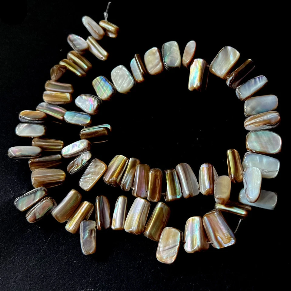 W6-10 - 15 MM PERLMUTT SCHMUCKTEILE STRANG NATURFARBEN - Bild 1 von 1