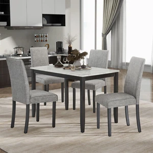 5 Piece Dining Table Set Rectangular Table w/ 4 Chair for Kitchen Dining Room US - Picture 1 of 10