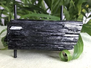 3"-4" Black Tourmaline Protection Stone W/Stand Mineral Specimen Chakra Crystal - Picture 1 of 12