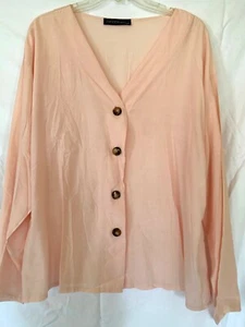 ZANZEA COLLECTION, WOMEN'S XXXL SOFT PINK LIGHTWEIGHT BUTTON FRONT TOP, NWOT - Picture 1 of 7