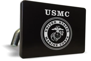 Officially Licensed - U.S. Marine Corps - ALUMINUM  Car Trailer Tow Hitch Cover - Picture 1 of 5