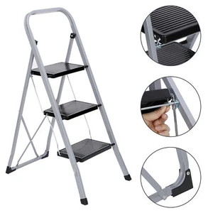 Anti-Slip 3-Step Ladder Stool Foldable Ladder Safe for Kitchen Home 300lb Daily - Picture 1 of 24