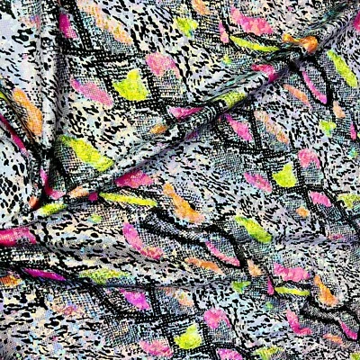 Neon Metallic Snake Print Spandex Fabric Stretch 60¨ wide by Yard for Swimwear - Image 1 of 4