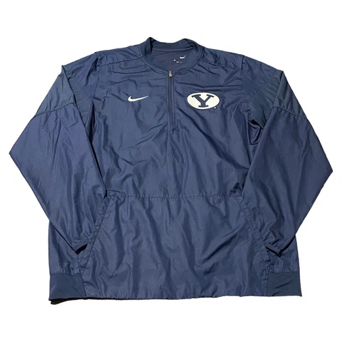 Nike BYU Cougars Football 1/4 Zip Pullover Jacket Mens Size L Storm Fit Cover