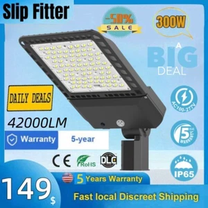 300W LED Parking Lot Light with Photocell Outdoor Commercial Shoebox Street Lamp - Picture 1 of 14