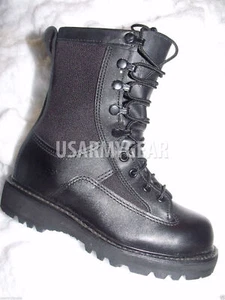 US Army Military Black Leather Waterproof ICB GORETEX GI Boots Youth Kids Boys - Picture 1 of 16