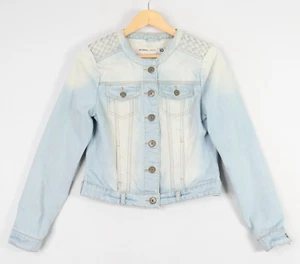 Just Jeans Womens Y2K Denim Jacket Size 10 Light Wash Fade Braid - Picture 1 of 16