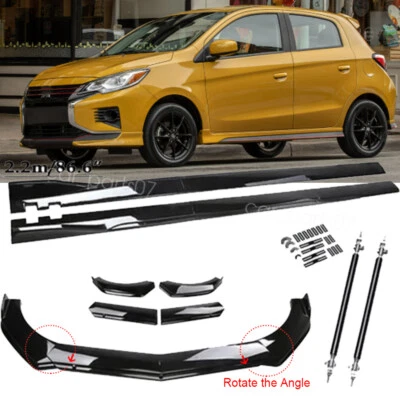 For Mitsubishi Mirage Front Bumper Lip Strut Rods Side Skirts Extension Body Kit - Image 1 of 4