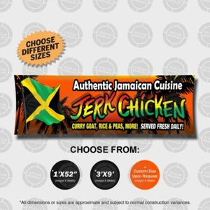 AUTÉNTICA COCINA JAMAICANA Jerk Pollo Abierto Cartel Cartel Bandera Exhibición NUEVO - Imagen 1 de 5