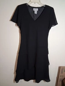 VTG Ultra Dress NY Business Casual 90s Y2K Tiered Boho Whimsigoth Black Size 8 - Picture 1 of 6