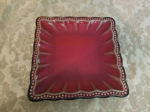 ROSCHER HOBNAIL RED Square Salad Dessert Plate Beaded Scalloped Edge - Picture 1 of 4