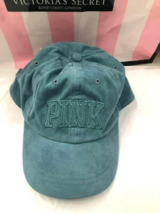 Victoria's Secret Pink Embroidered Logo Velour Baseball Hat Cap Sage Green NWT - Picture 1 of 3