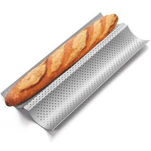 Baguette Bread Pan, Premium Nonstick Perforated French Bread Baking Pan 2 Loaves - Picture 1 of 7