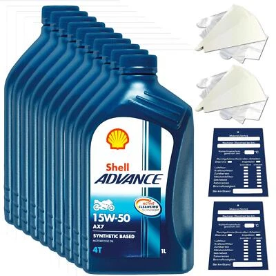 10 Liter original Shell Advance 4T AX 7 15W50 Motoröl Motorrad 600074503 Set - Bild 1 von 4