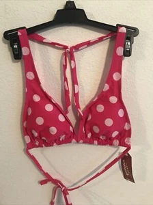Arizona Jean Co. Juniors Small Pink Polka Dot Triangle Bikini Top Ret$20(tw-84) - Picture 1 of 5