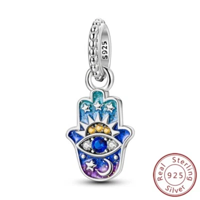 MULA 925 Sterling Silber DIY Charm Sonne Mond Palm Augen Für Armband Halsketten - Bild 1 von 4