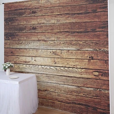 BROWN 8 ft x 8 ft Printed Vinyl Photo BACKDROP Vintage Wood Design Banner Events - Image 1 of 4