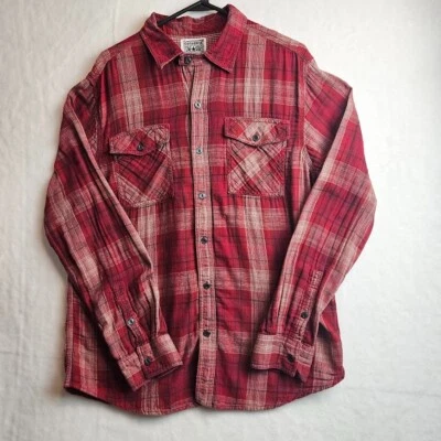 Converse One Star Target Mens Shirt Large Button Up Long Sleeve Red Plaid Cotton - Image 1 of 4