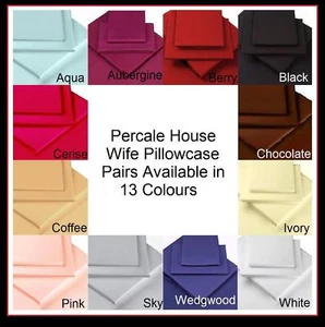 PERCALE BEDDING PAIR OF HOUSE WIFE PILLOW CASES - Picture 1 of 14