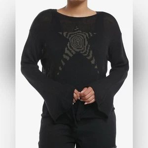 Social Collision women sz M Spiral Star Girls Bell Sleeve Sweater hot topic - Picture 1 of 10