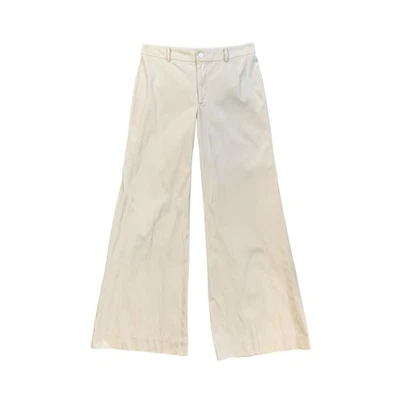 Vintage Ralph Lauren Pants Womens 6 Ivory Purple Label Cotton Wide Leg Trousers - Image 1 of 4