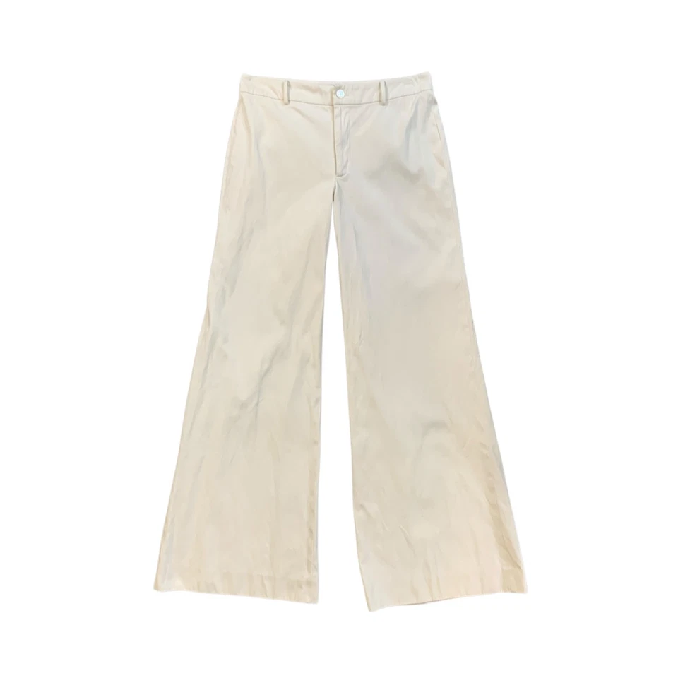 Vintage Ralph Lauren Pants Womens 6 Ivory Purple Label Cotton Wide Leg Trousers - Image 1 of 4