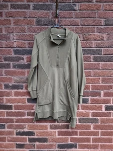 ANTHROPOLOGIE Daily Practice Meru Olive Green Mini Sweatshirt Dress Medium Boho - Picture 1 of 8