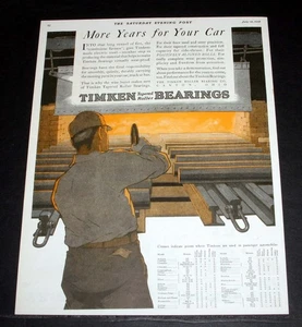 ALTE ZEITSCHRIFTENDRUCKANZEIGE 1928, TIMKEN ROLLENLAGER, WEITERE JAHRE FÜR IHR AUTO! - Bild 1 von 1