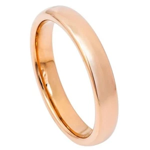 4mm Rose Gold Tungsten Ring High Polished Domed Classic Wedding Band - Picture 1 of 3