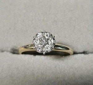 10k Yellow Gold 7 Diamond Cluster /  Engagement Ring MAC  Size 8  #1 - Picture 1 of 7
