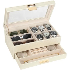 Watch Box for Men Women 2 Layer PU Leather Watch Organizer Storage Case,Large... - Picture 1 of 7