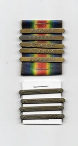 JUEGO DE 5 BARRAS DE CAMPO MEDALLA VICTORIA PRIMERA GUERRA MUNDIAL VINTAGE CON 4 BARRAS VITTORIO-VENETO DEL EJÉRCITO - Imagen 1 de 2