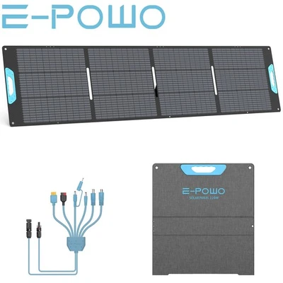E-POWO 220W Faltbare Solartasche mit 7-in-1 Solar Kabel Für Solargeneratoren RV