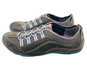 Scarpe slip-on donna Clarks Privo taglia 8 marrone scamosciato casual cravatta elastica #60637 - Foto 1 di 10
