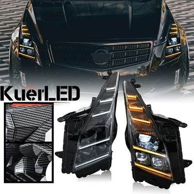 Full LED Headlight For Cadillac ATS 2013-2019 Start Animation W/ Carbon Fibre - Image 1 of 4