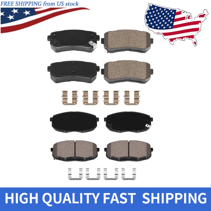 FIT Hyundai Elantra Kia Forte Koup Front and Rear Ceramic Brake Pads w/ Hardware - Image 1 of 4