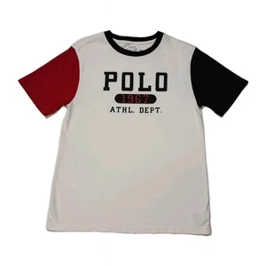 Polo Ralph Lauren L cotone jersey grafica maglietta giocosa color blocking atletica - Foto 1 di 9