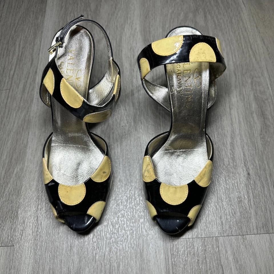 Valentino Garavani WOMEN High Patent Leather Polka Dot Peep Toe Pump EURO 36.5 - Image 1 of 4