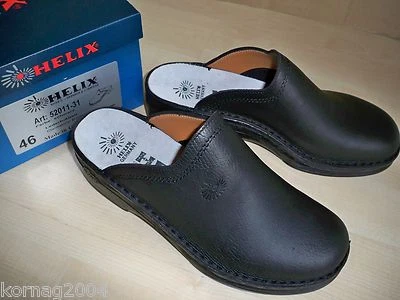 HELIX Pantoletten Leder Clogs schwarz Gr 40 Herren Made in Germany