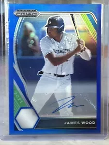 2021 Panini Prizm Draft Picks JAMES WOOD RC Blu Prizm AUTO/99 Nats - Foto 1 di 2