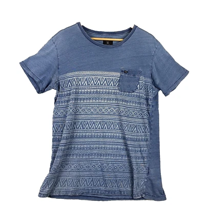 VTG Globe T-Shirt Size L Men’s Blue Chest Pocket Skate Tribal Aztec Distressed - Image 1 of 4