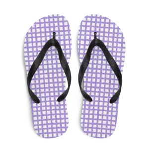 Purple Striped Comfy Thong Sandals Indoor Outdoor Beach Flip Flops Slippers - Picture 1 of 23