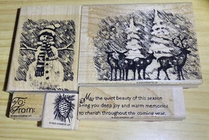Stampin’ Up! “A BEAUTIFUL SEASON” Winter Snow Deer stamps 5 Piece SET 2003 - Picture 1 of 21