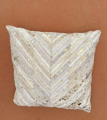 Premium Handmade Leather Hair-On Cushion Cover 18x18 – Stylish Decorative Pillow - Image 1 of 2