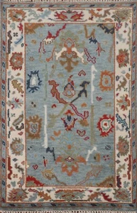 Teal Green/ Ivory Oushak Floral Oriental Accent Rug 3'x5' Wool Hand-made Carpet - Picture 1 of 12